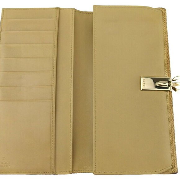 GUCCI wallet Lizard beige leather Auth Used L3510 - Picture 6 of 9